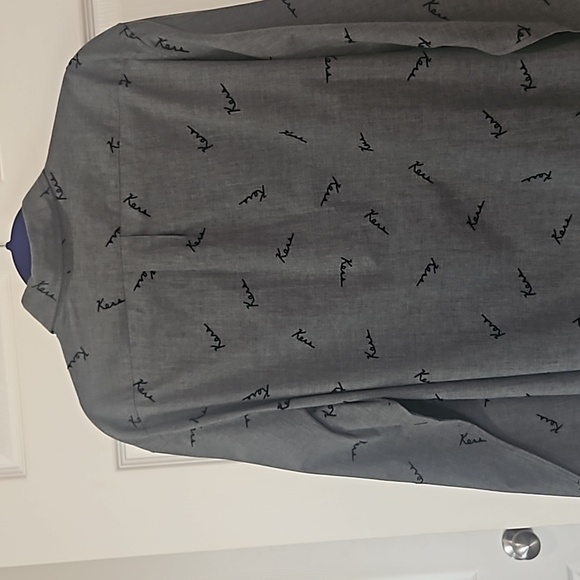 MICHAEL KORS MAN Slim fit, Script Logo Print Flocked Long sleeve Shirt Size XXL - Picture 7 of 12